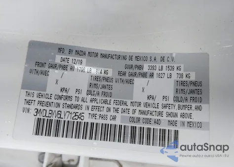 2020 Toyota Yaris Le from USA, damaged, VIN 3MYDLBYV6LY712545